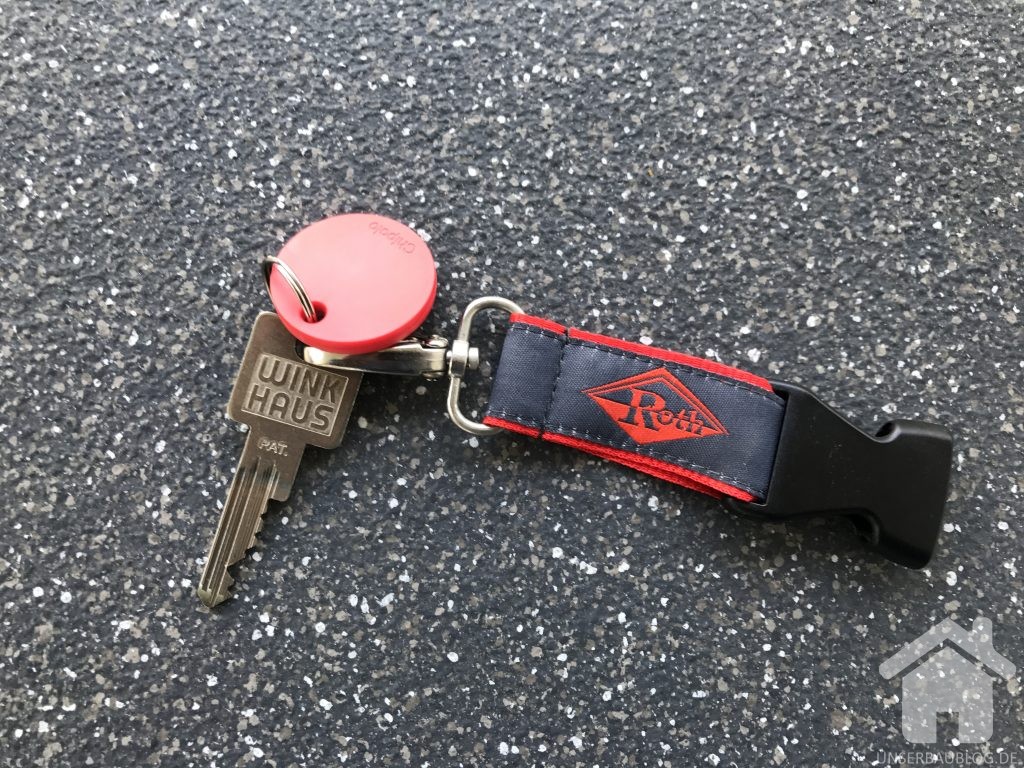 Unser Bauschlüssel mit Bluetooth Trecker von Chipolo.